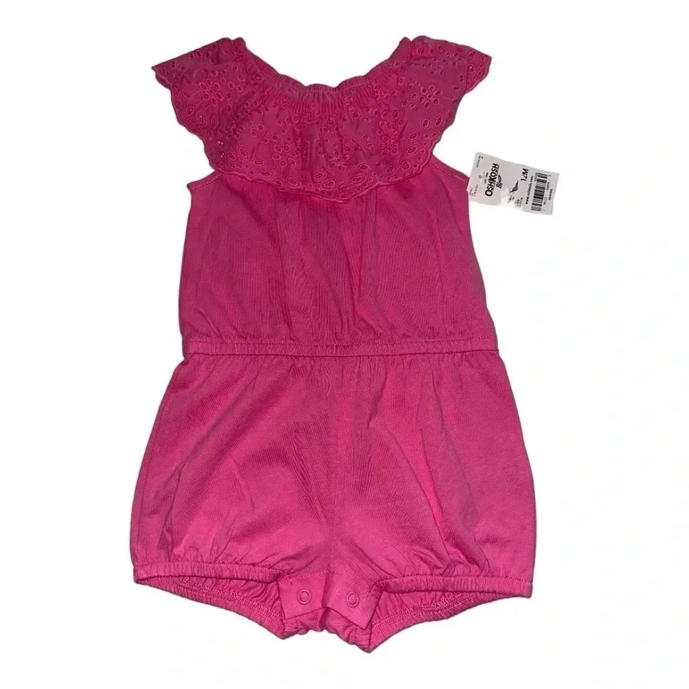 🆕 Oshkosh B’Gosh baby girl romper. Size 12m